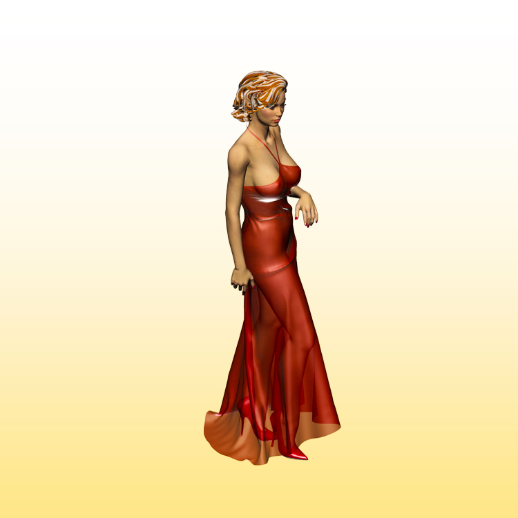 Girl in Red skirt 3D Model Woman
